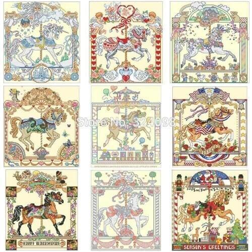 December Carousel patterns Counted Cross Stitch 11CT 14CT 18CT DIY Chinese Cross Stitch Kits Embroidery Needlework Sets