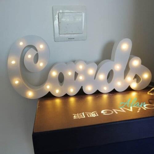 Wooden Letters Alphabet Sign Marquee Light Up Night LED Grow Light Wall Decoration For Bedroom Wedding Ornaments Lights