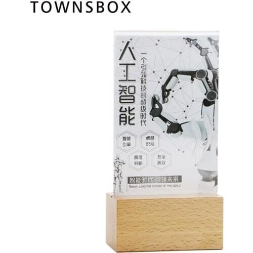 Wood Block Frame A6 Acrylic Frame Menu Card Holder Stand Table Food Photo Frame Price Tag Display Desk Sign Holder Card Stand