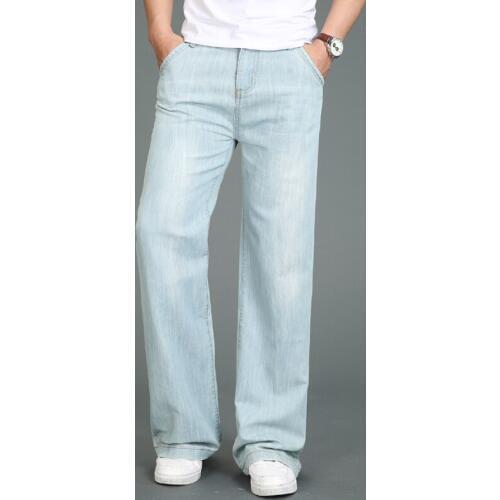 Jeans men 2020 Summer New Thin Large size Micro Bell pants Mens Modis Straight jeans Light Blue Classic jeans More Size 28-34