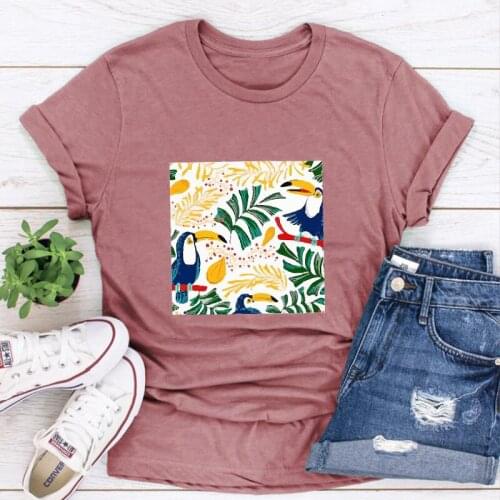 Tropical Pattern Summer T Shirts Womens Clothing Summer Hawaii Cartoon Tshirts Beach Vacation Travel Tees Beach Style Tops XL