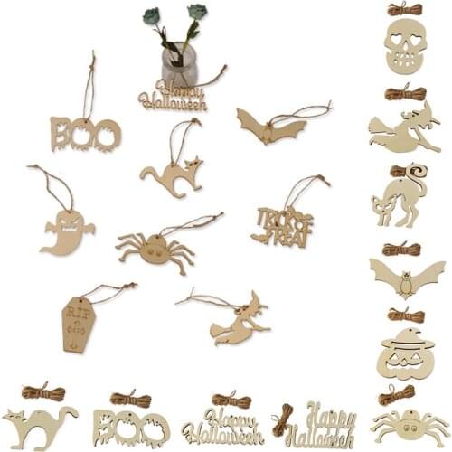 Creative Wooden Crafts Holiday Party Decoration Pendant Home DIY Ghost Festival Props Halloween， Halloween Decorations