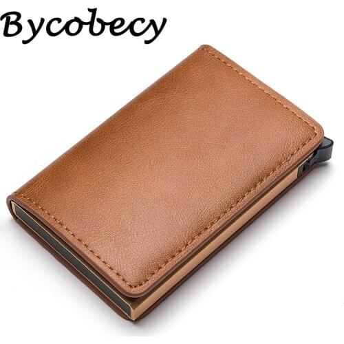 Credit Card Holder Leather Bank Wallet Smart Case Security Protection New Pop Up Mens Business Note Compartment Purse For Women