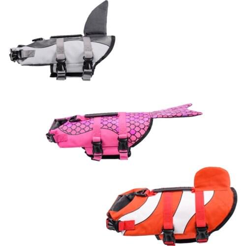Summer Pet Clothes Dog Life Jacket Shark and Mermaid Pet Swimwear Dogs Safety Swimming Suit