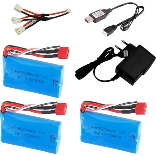 7.4V 2500MAH lipo Battery 18650 with charger for Q46 Wltoys 10428 /12428/12423 RC Car Spare Parts 7.4V 2S battery for toys parts
