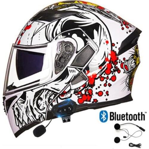 GXT Motorcycle Bluetooth Helmet Flip Up Casco Moto Men Motorbike Motocross Riding Helmet Doublel Lens Motorcycle Capacete DOT
