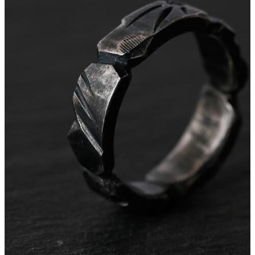 Designer original new personality simple opening adjustable ring handmade retro cold wind mens silver jewelry