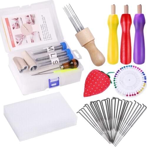 KAOBUY 113 PCS Felting Needle Tool Kit With Colored Wood , Awl, Instruction For Wool Felting DIY Needle Felting Supplies