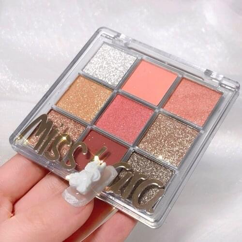 New 9 Colors Nude Shimmer Matte Eyeshadow Pallete Glitter Eyeshadow Long Lasting Waterproof Eye Pigments Shine Eyeshadow Makeup