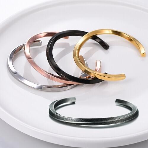 TJP New Fashion Open Cuff Bracelets 316 Stainless Steel Bracelet Bangles Jewelry for Men Women Best Gift