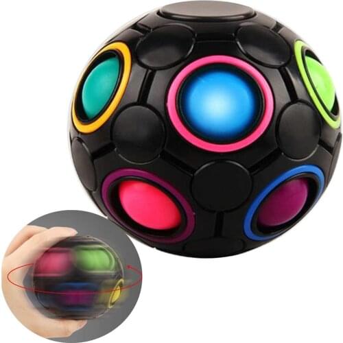 New Design 2 In 1 Rotating Stress Puzzle Top Rainbow Ball Magic Rainbow Ball Infinity Fidget Spinner Toys Magic Cube Puzzle Ball