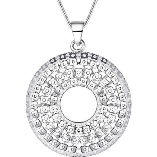 Wholesale Charm Silver Color Pendants For Women Fashion Jewelry Necklace Lady Fashion Jewelry Pendant Hollow Out Annulus AN201