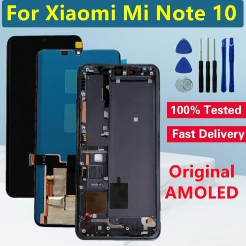 Original AMOLED LCD For Xiaomi Mi Note 10 Mi Note 10 Pro LCD Display Touch Digitizer For Xiaomi Mi CC9 Pro Screen Replacement