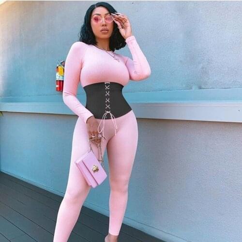 Ribbed Jumpsuit Women Long Sleeve Bandage Bodycon Jumpsuit Romper Overalls for Women Elegant Night Club One Piece Outfit Women