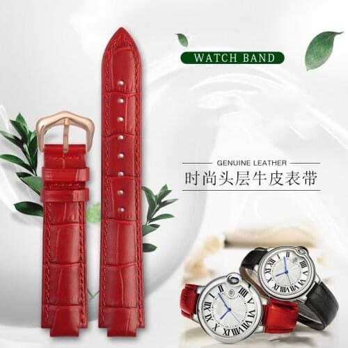 Genuine Leather watchband for Cartier Ballon Bleu wrist band men female convex leather strap Fashion bracelet 14*8 18*11 20*12