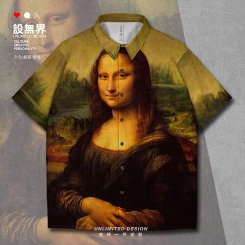 World famous painting Mona Lisa Four Apostles Short-Sleeved shirt trends Short Sleeve Blouses Printed Shirts Clothes Summer