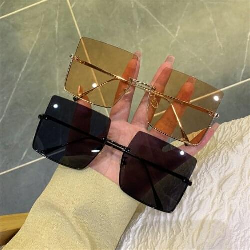 Square Half Frame Sunglasses For Women Luxury Lenses Retro Gold Sun Glasses 2021 Vintage Design Oversized Shades Sun Glasses