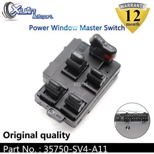 XUAN Power Window Lifter Master Control Switch Driver Side Left LH 35750-SV4-A11 For Honda Accord 2.2L 2.7L 1990-1997