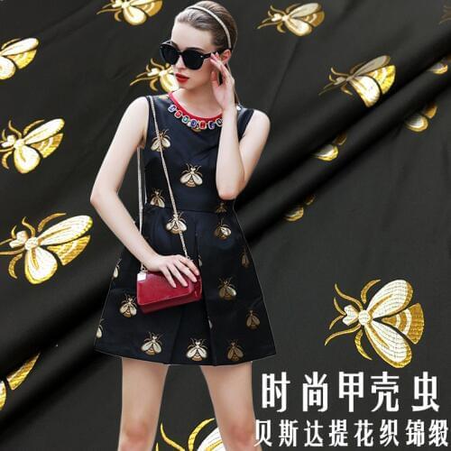HLQON High quality Beetle printed yarn dyed jacquard brocade fabric used for tissue women dress patchwork clothing