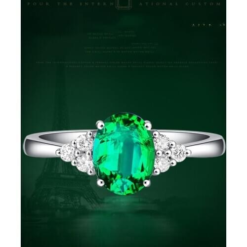 Inlaid Zircon Live Mouth Ring Natural Emerald Green Colored Gemstone Opening Adjustable Ring Female