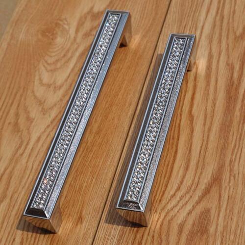 128mm 160mm Modern deluxe glass diamond wine cabinet wardrobe door handle silver gold drawer dresser handle 5" K9 crystall pull