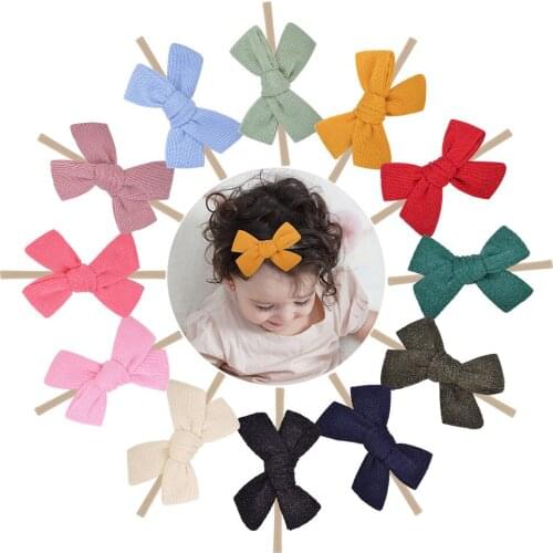 2Pcs/lot Solid Nylon Bowknot Baby Headband For Girls Elastic Hair Bands Newborn Turban baby girls Headwear Kids Hair Accessories
