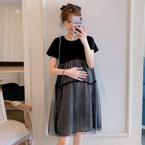 2020 Popular Sweet Dot Patchwork Voile Pregnant Womens Dress Soft And Comfortable Cotton Spot Vestidos Gestante Pregnancy Dress