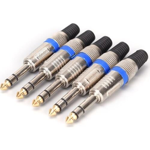 5pcs High-quality Jack 6.35mm Audio Cable Connector 6.5 Amplifier Microphone Plug 1/4" Male Plug To RCA Female Jack Connector
