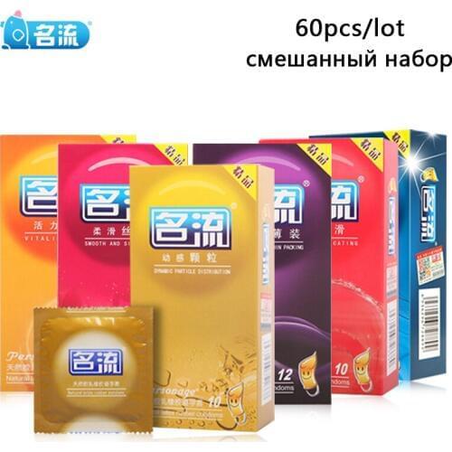 Mingliu 60pcs (6 box) High Quality Natural Latex Condoms Penis Sleeve Condom Lubrication Condones Safer Contraception For Men