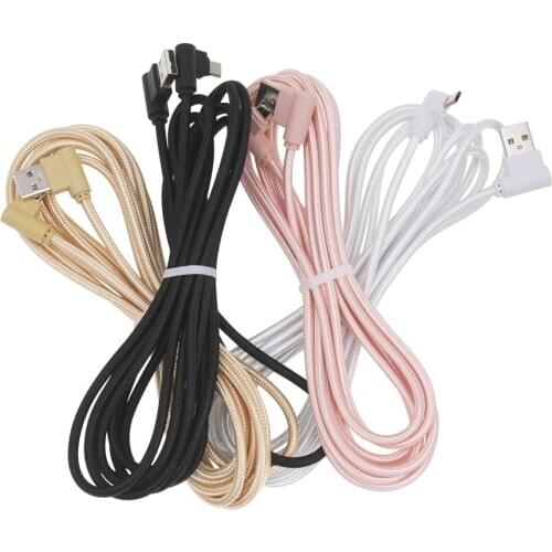 90 Degree Nylon Braided Charging Micro USB Cable Fast Charging USB Type C Cable for Iphone 8 XS Samsung Charger Cable 100pcs/lot