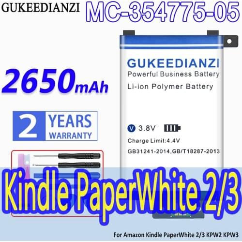 GUKEEDIANZI MC-354775-05 58-000049 2650mAh Battery For Amazon Kindle PaperWhite 2/3 KPW2 KPW3 Tab Tablet Ebook Replace Battery