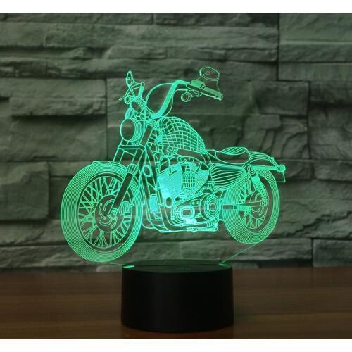 New motorcycle 7 colorful 3D lights touch remote control LED action figuar lamp Nightlight visual gradual change Childrens gif