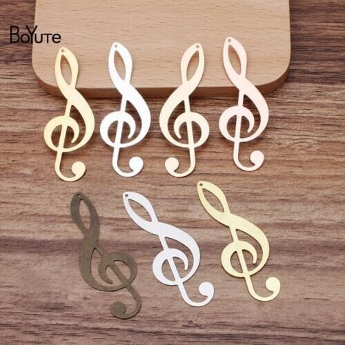 BoYuTe (50 Pieces/Lot) 19*53MM Metal Brass Stamping Music Sign Pendant Charms Diy Hand Made Jewelry Accessories Wholesale