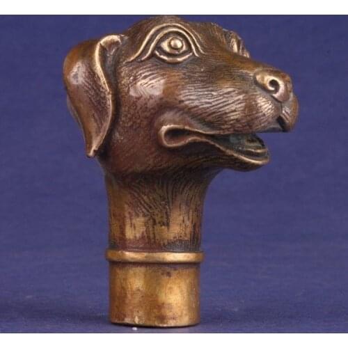 BRONZE STATUE LOVELY DOG WALKING STICK HANDLE COLLECTABLE CANE HEAD DECORATION