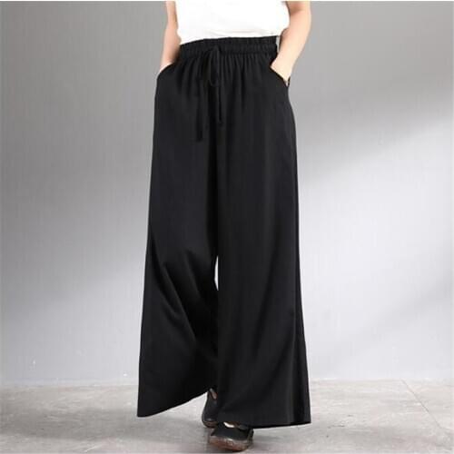 Wide Leg Pants Female Long Pants Woman Casual Loose High Quality Trousers Office Lady Pants With Pocket Plus Size M-6XL 7XL
