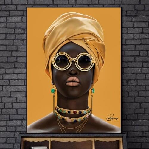 Black Girl Jewelry Canvas Print Africa Art Women Wall Painting for Living Room Wall Art Poster Print Wall Pictures Decor cuadros