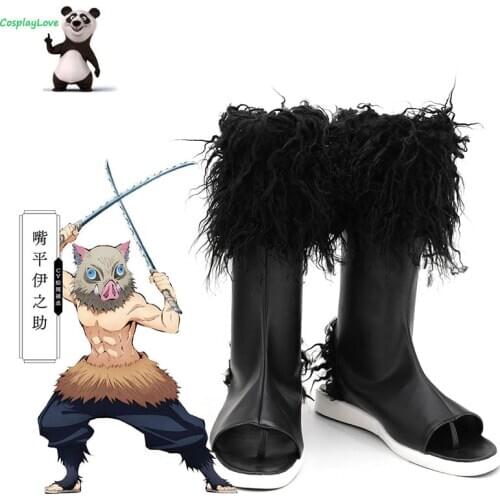 Demon Slayer: Kimetsu No Yaiba Inosuke Hashibira Black Long Boots Cosplay Shoes CosplayLove For Christmas Halloween