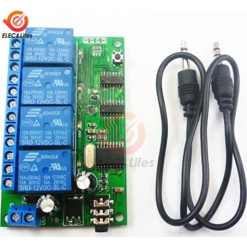 AD22B04 4 Channel Relay DC 12V 4 Way Relay MT8870 DTMF Tone Signal Decoder Phone Voice Remote Control Relay Switch For LED Motor