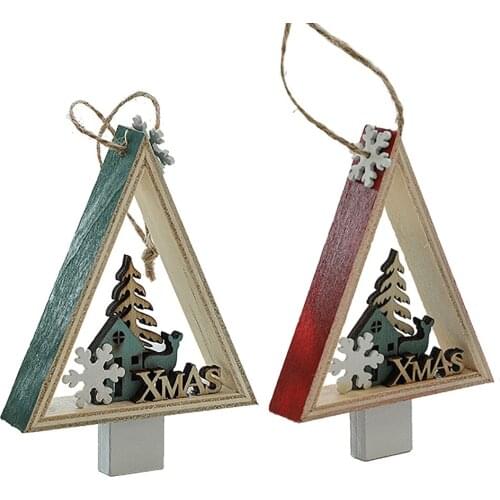 Wooden Triangle Pendant Christmas DIY Crafts Props Mall Home Office Decor Festival Atmosphere Funny Artistic Xmas Accessary