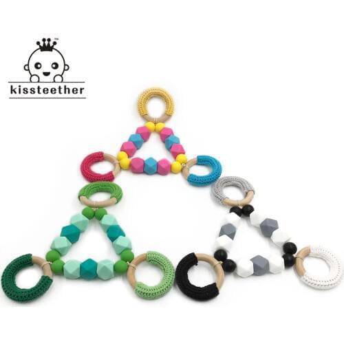 Silicone Teether Toy Wood Teether Choose Color Personalized Chewing Sensory Toy Montessori Inspired Waldorf Baby/Mom Shower Gift