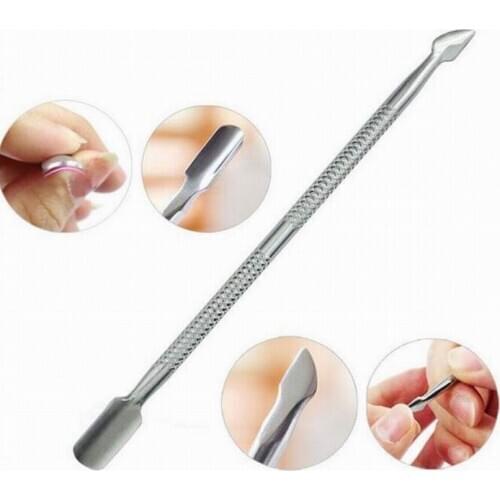 Dual purpose metal nail cuticle pusher nail trimmer callus remover as polish nail art tool for manicure salon wholesale
