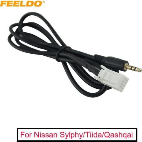 FEELDO 1Pc 3.5mm Jack Car Radio Mp3 Audio Aux Cable To 8-Pin Adapter For Nissan INFINITI/Sylphy/Tiida/Qashqai/Geniss #AM1739