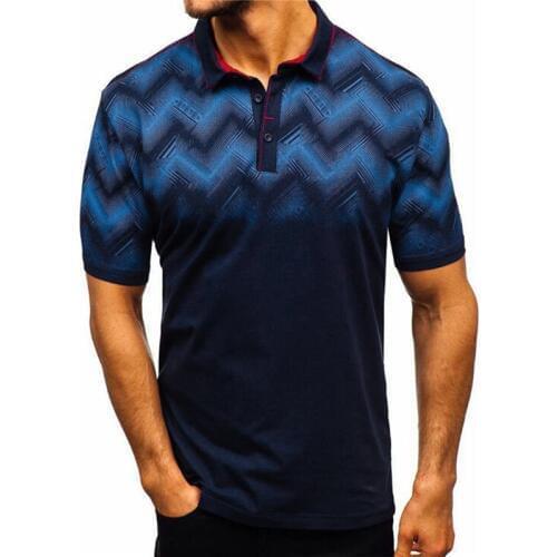 Men Slim Fit Short Sleeve Gradient Print T-Shirts Summer T-Shirt Top Muscle Tee Shirt Large Size Business Casual Male T Shirt