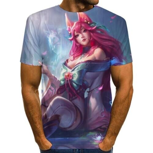 Men Graphic T Shirts Round Neck 3D Print Summer Short Sleeve Daily Tops League of legends Tees