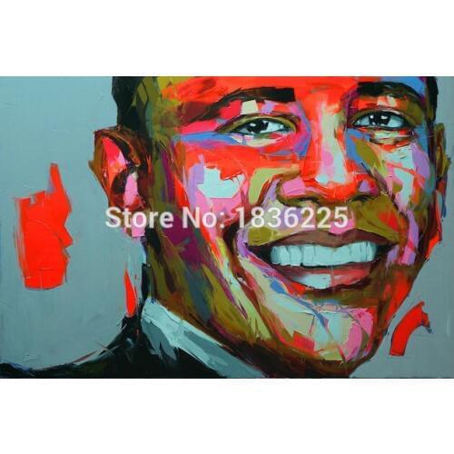 Painting portrait palette knife face Oil painting Impasto president of the USA figure on canvas hand painted francoise nielly