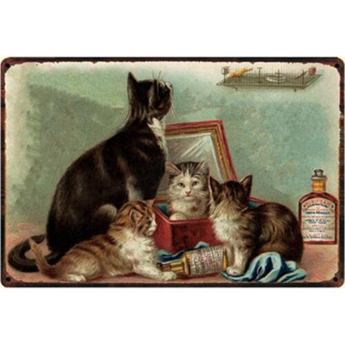 [ Kelly66 ] Cats Metal Sign Tin Poster Home Decor Bar Wall Art Painting 20*30 CM Size y-2176