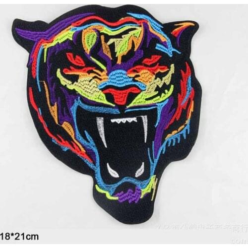 Colorful Tiger Head Iron On Patch Embroidered Clothes Patch For Clothing Woman Clothes Stickers Garment Apparel Accessories