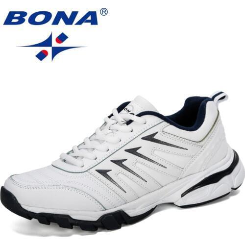 BONA 2019 New Designers Cow Split Running Shoes Men Athletic Trainers Zapatillas Sports Shoes Men Outdoor Walking Sneakers Comfy