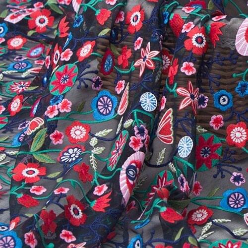 LASUI 2018 High-End 2 yards/1 lot Embroidery Colorful morning glory mesh lace fabric for DIY skirt dress fashion fabric X0320