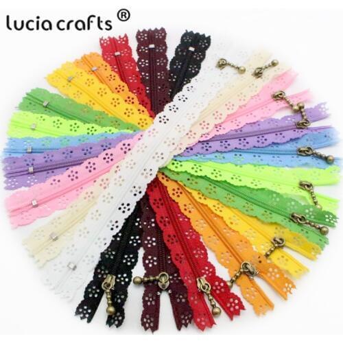 Lucia crafts 20cm Nylon Coil Beautiful Lace Zippers for DIY bag Tailor Sewer Craft Retail J0301